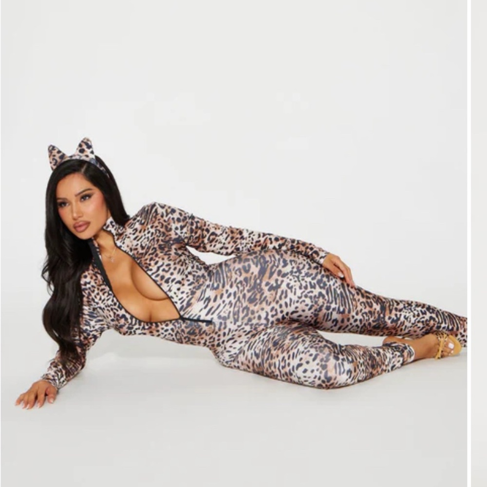 Leopard Print Catsuit with Ears